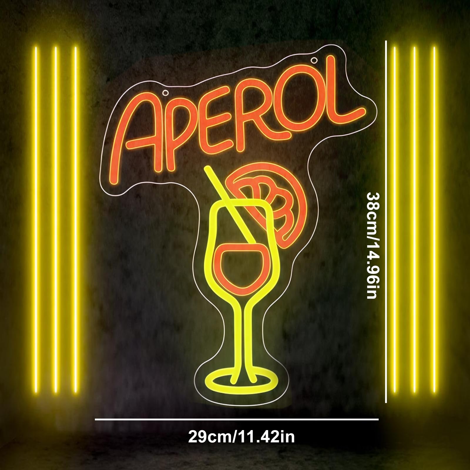 Insegna Al Neon LED "APEROL SPRITZ" - Rossa, 42x20 Cm, Per Decorazione Parete, Bar, Casa, Feste