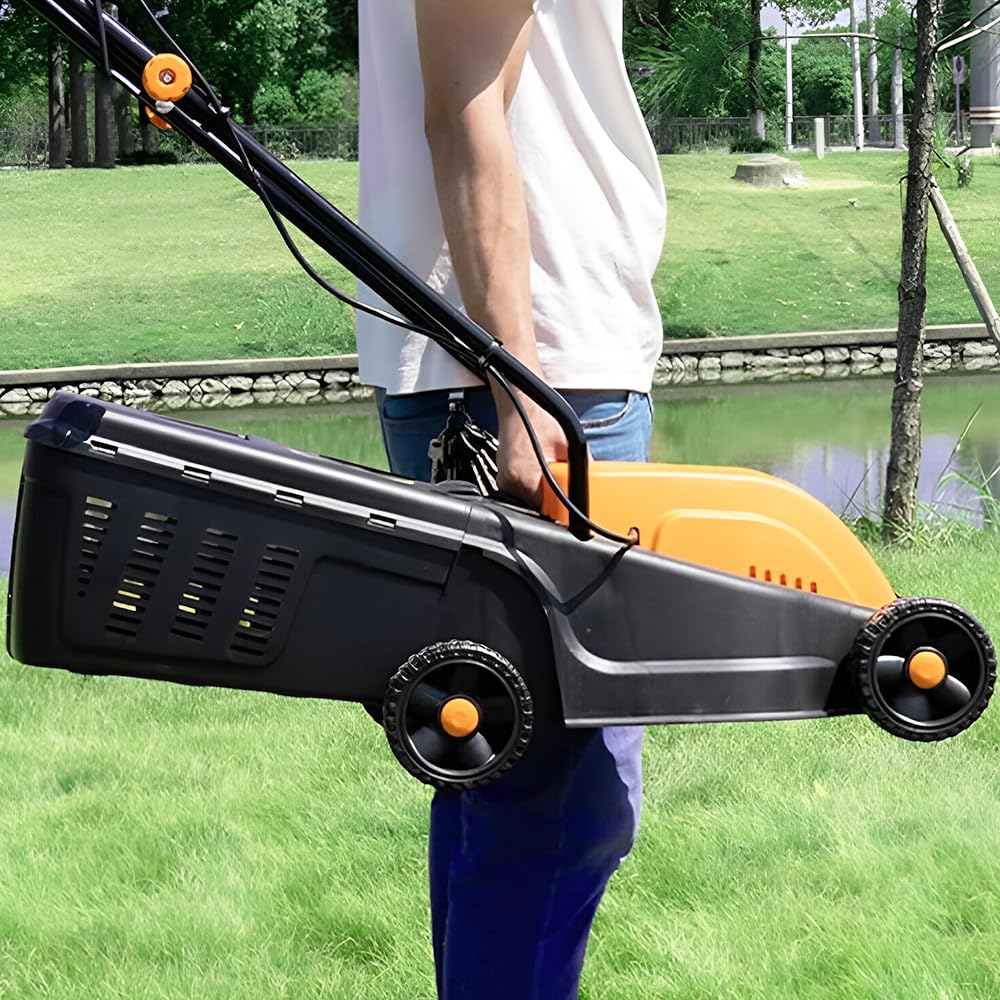 Tagliaerba Elettrico 1600W Larghezza Taglio 33 cm Altezza Regolabile su 3 Livelli e Cesto di Raccolta da 32L