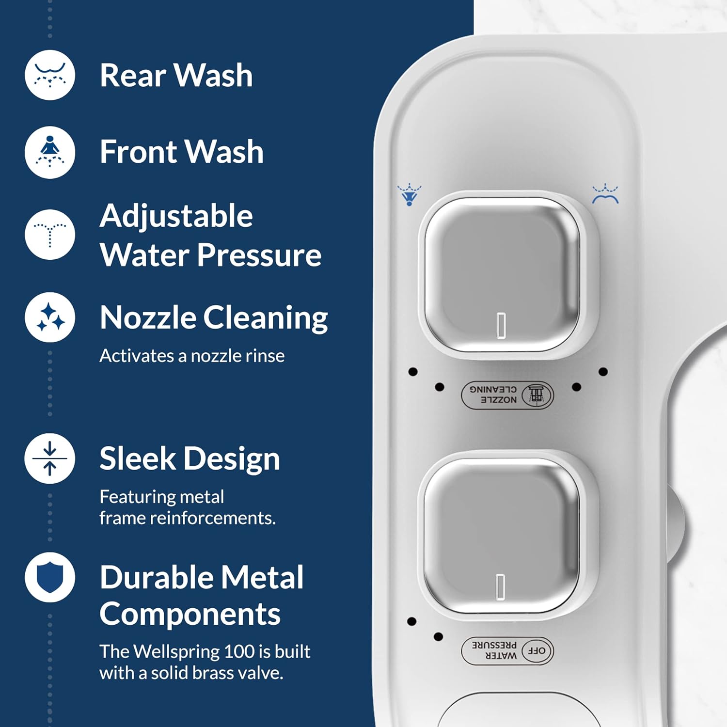 Bemis WS100 000 Wellspring Bidet Attachment, Fresh Water Spray, Non Electric, Easy to Install, White Toilet Seat, Fits