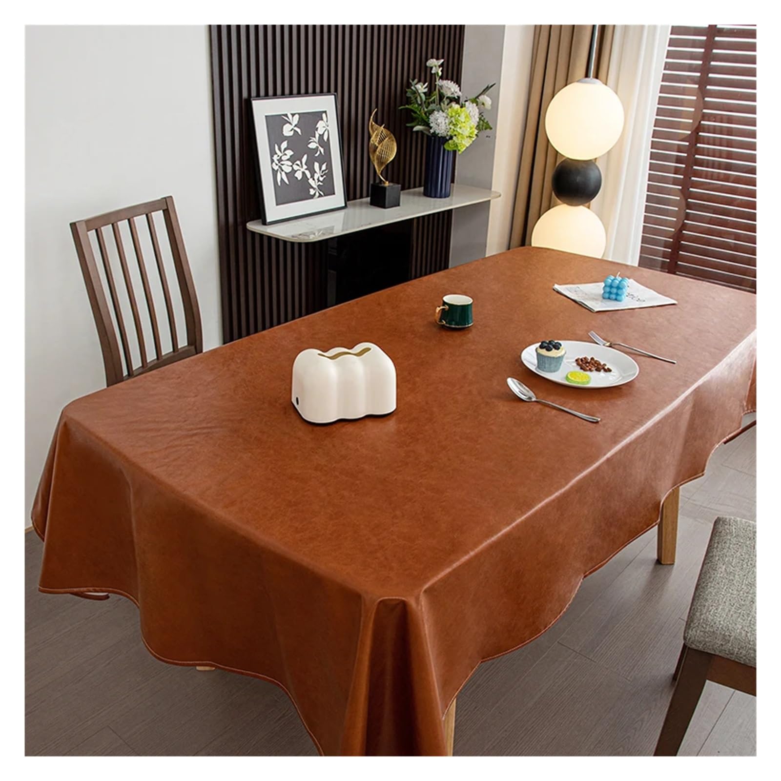 Sottomano in pelle, tovaglia cerata a olio, copritavolo rettangolare morbido e lavabile for banchetti e hotel(White,140x220cm)