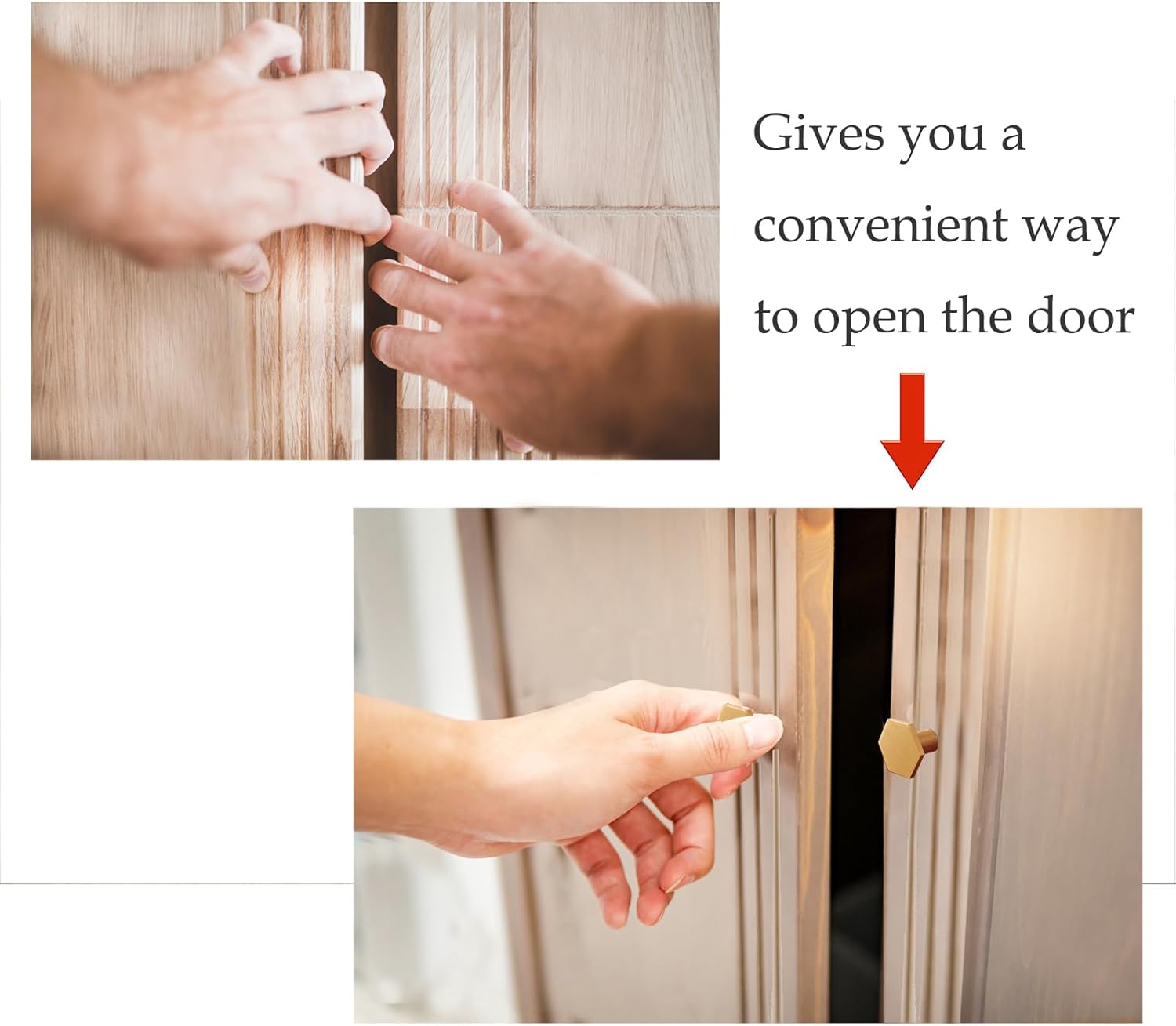 Solid Brushed Brass Kitchen Cabinet Hardware Modern Handles Knobs Drawer Knobs Cupboard Drawer Pulls (10, Hexagon)