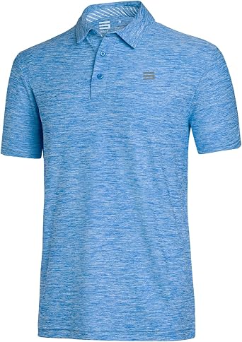 Three Sixty Six Golf Shirts for Men - Dry Fit Short-Sleeve Polo, Athletic Casual Collared T-Shirt Cool Blue