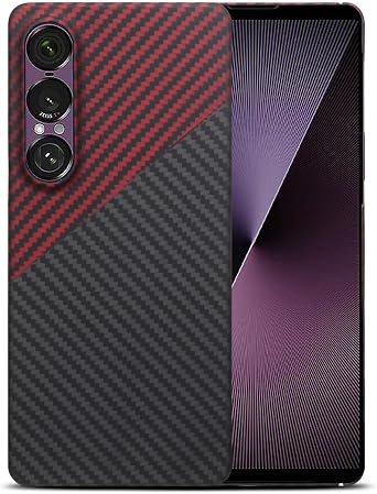 Slim and Lightweight Aramid Carbon Fiber Case for Sony Xperia 1 VII, Red and Black Design, Protective Cover Sony Xperia 1 VII