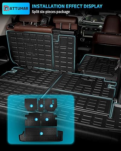 Miniatura 3 de Tapete de carga compatible con Toyota 4 Runner 2010-2024 de 7 asientos, tapete de carga para maletero, protector de asiento trasero de TPE 2023,