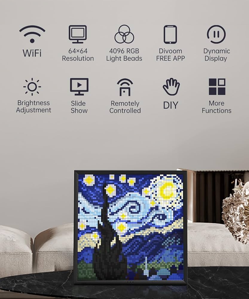 インテリア時計 Divoom Pixoo 64 Amazon.com : Divoom Pixoo-64 - WiFi Pixel Cloud Digital