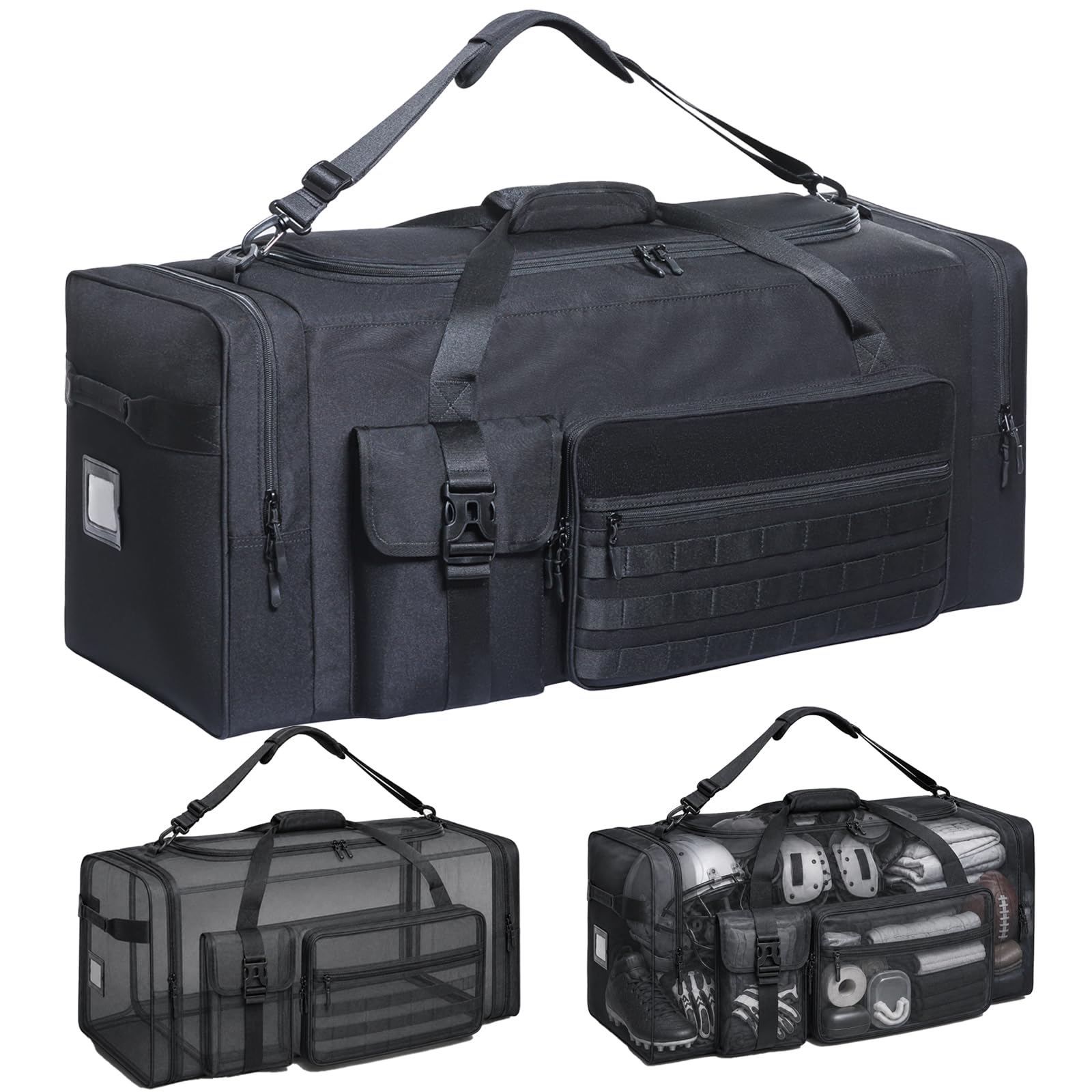 Bolsa de lona de 130 L, extra grande de 36 pulgadas, resistente, para gimnasio y viajes, bolsa de equipo de gran tamaño para baloncesto, béisbol, hockey, fútbol, cascos y almohadillas, duradera,