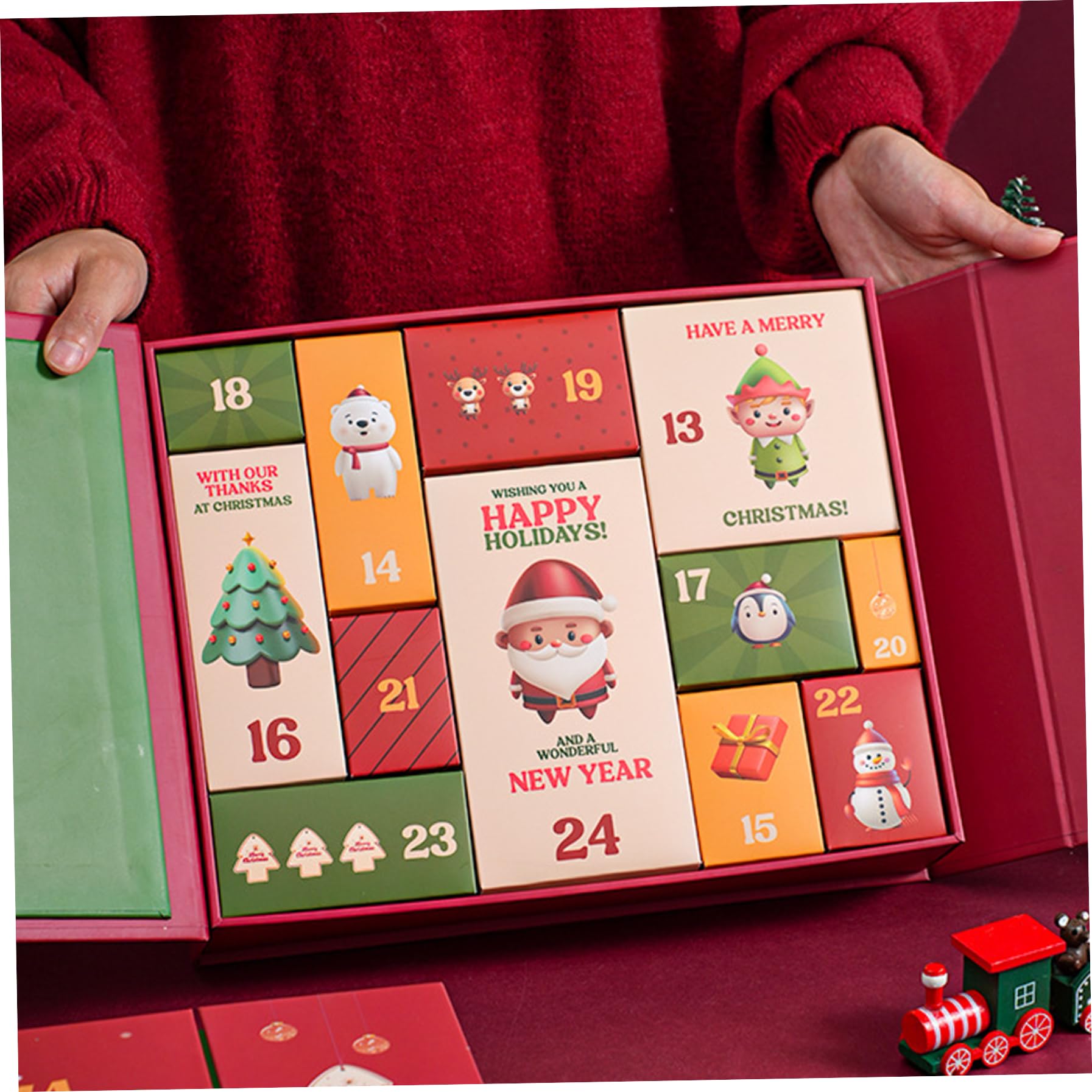 Gcroet Calendari dell'Avvento Vuoti da riempire Scatole del Calendario dell'Avvento di Natale Fai da Te per Il Conto alla rovescia di 12 Giorni per la Decorazione delle FESTIVITÀ Natalizie...