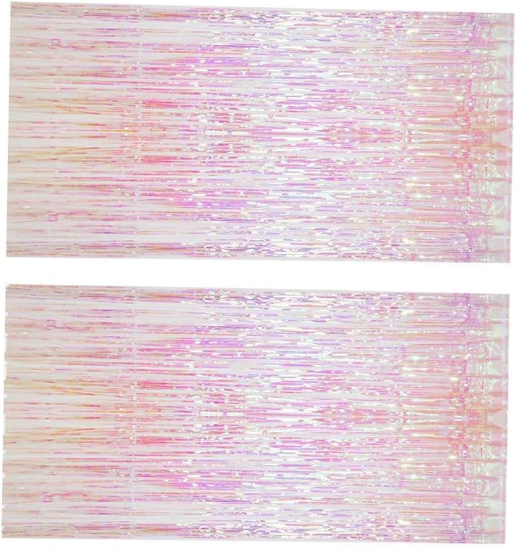 2sets Rain Tinsel Curtains Party Backdrop for Birthday Celebrations Lightweight and Easy to Photo Prop for Festivals and Special Events