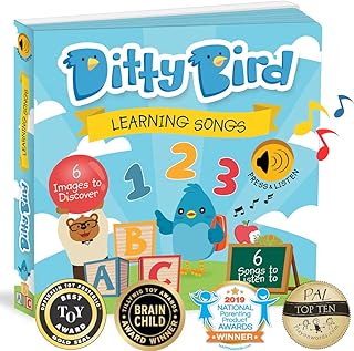 DITTY BIRD Learning Songs | Nursery Rhymes Book for Babies | Sound Books for Toddlers 1-3 and 2-4 | ABC Song | Musical Toys for Toddlers 1-3