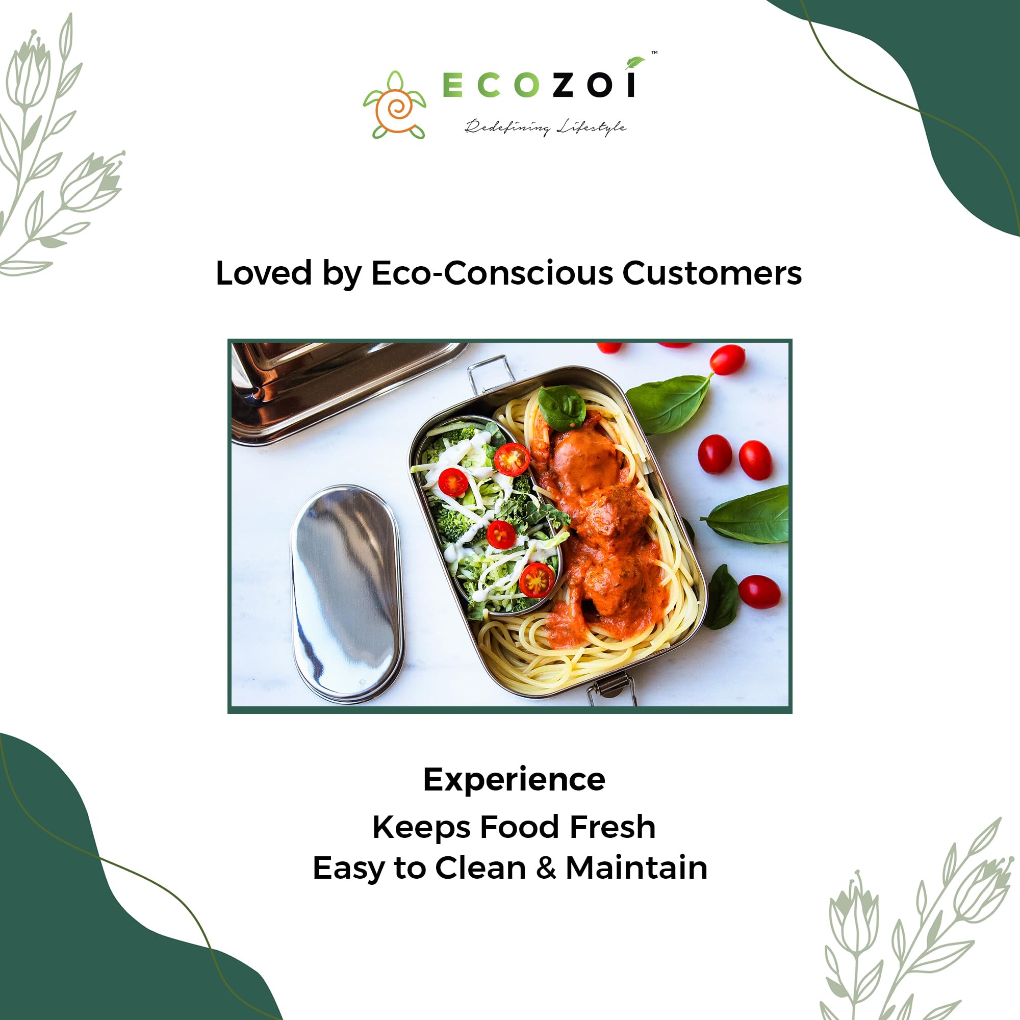 Ecozoi Stainless Steel Lunch Box - Leak Proof & BPA Free -9
