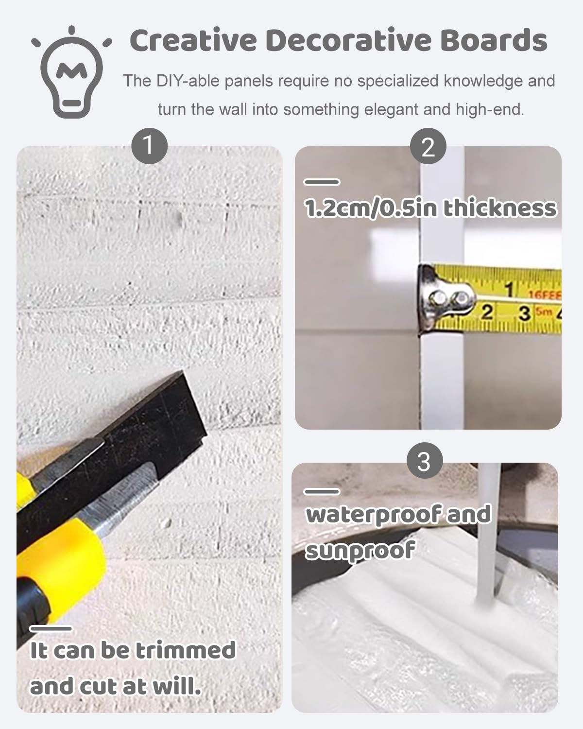 6er-Pack Lamellen-Design 3D-Wandpaneele für Innenwände, Wandstruktur-Wandverkleidungspaneele, dekorative Verkleidung, wasserfeste Wandverkleidung für Badezimmer (Dunkelgrau)