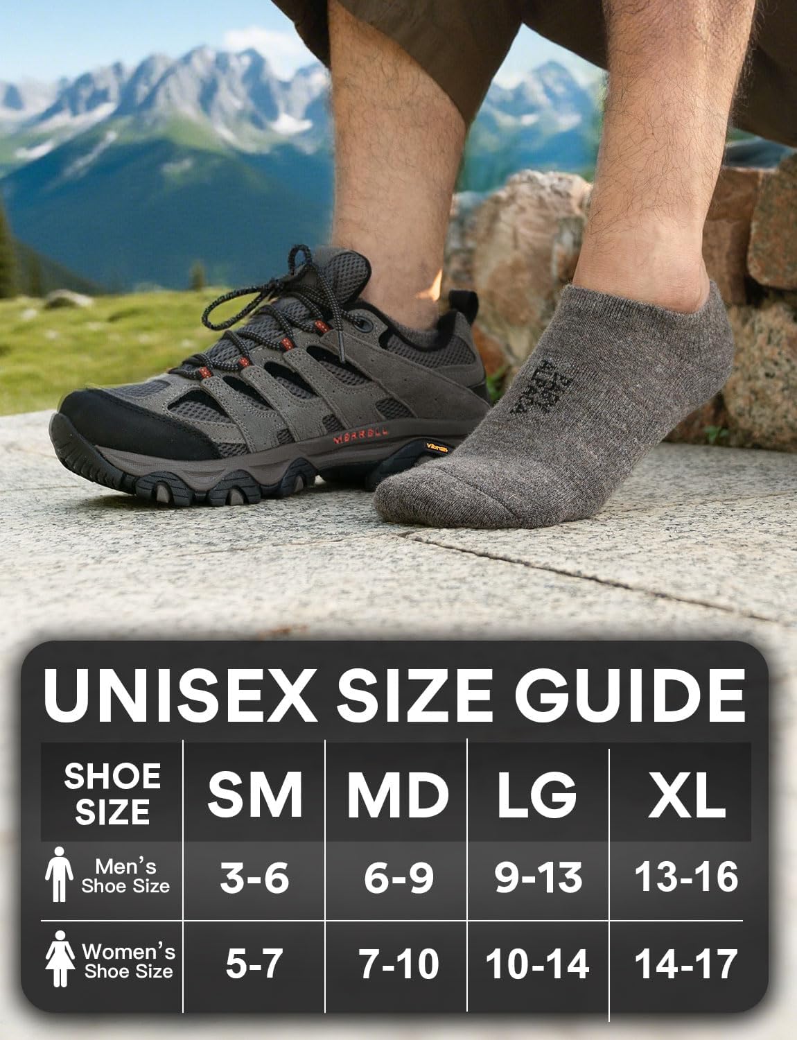 Alpaca Wool Any Season No Show Midweight Merino Outdoors Socks Men&Women Moisture Wicking Hiking Cushioned Breathable - Image 2