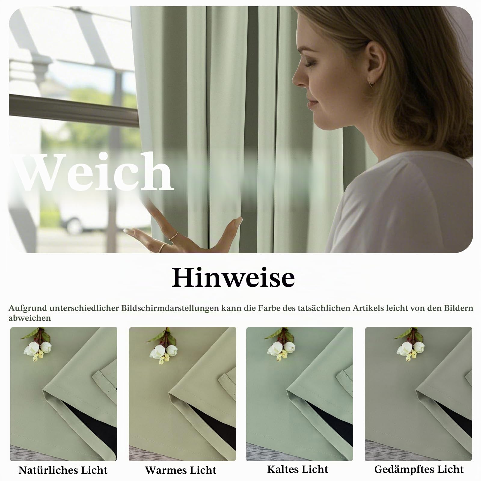 BellaHills 100% Vorhänge mit Kräuselband Blickdicht Vorhang Kälteschutz Verdunklungsvorhänge Gardinen Wohnzimmer, Schallschutz Vorhang 2er Set H 137 x B 117 cm, Salbei Hell