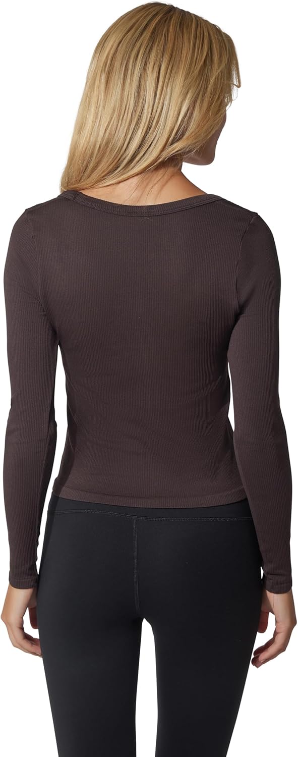 90 Degree By Reflex Womens 3 Pack Ribbed Seamless Crew Neck, Scoop Neck and Sqaure Neck Long Sleeve Top - Image 4