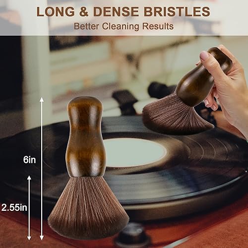 Miniatura 6 de Cepillo de Limpieza de Discos de Vinilo - Cepillo Limpiador de Vinilo Antiestático de Madera - Accesorios para Tocadiscos