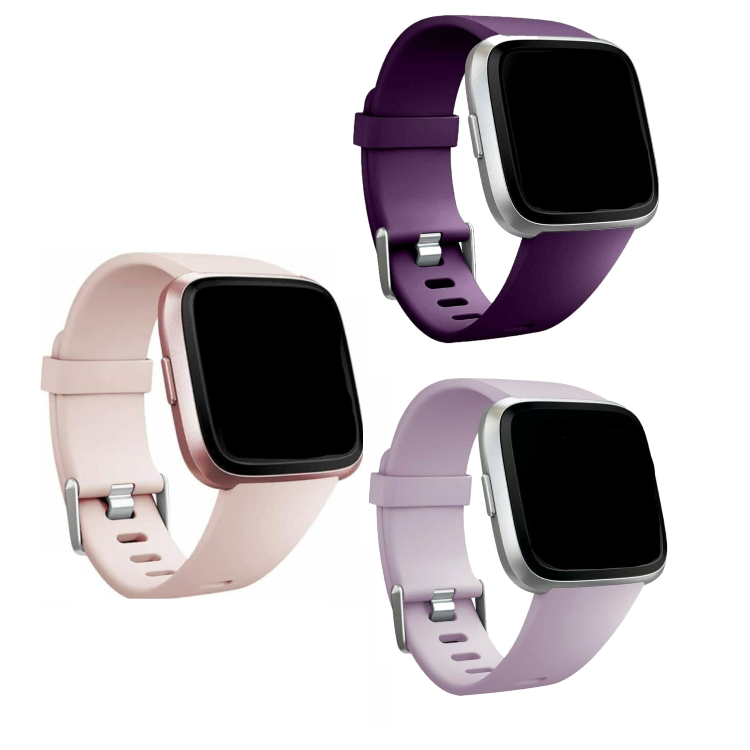 Panda Bobo Silicone Strap Replacement Compatible with Fitbit Versa 2/Versa/Versa Lite/Versa SE (Small, Pack B – 3 Straps) – Soft Sport TPU Silicone Band, Adjustable Waterproof Watch Strap Unisex