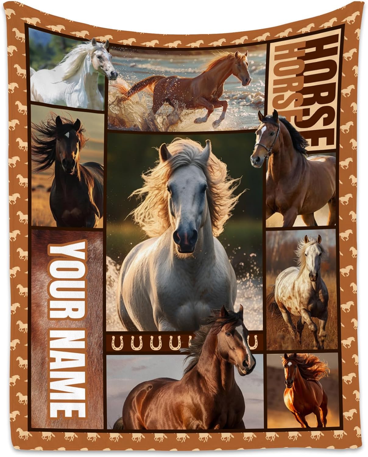 Custom Girls Blanket, Personalized Horse Gifts for Girl Ages 8-12 10-12, 60"x80" Kids Throw Blankets for Adults Women, Cowgirl Room Decor Western Throws for Animal Lovers