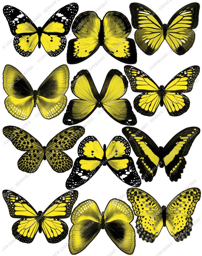 Cakeshop Pre-Cut Yellow Cakeshop 12 X Pre-Cut Edible Butterfly Cake Toppers