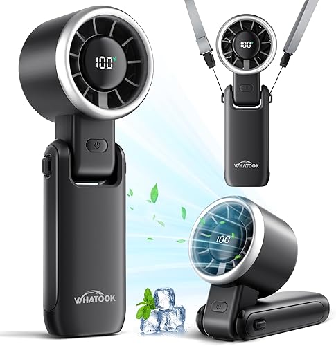 Miniatura 9 de WHATOOK Ventilador portátil recargable mini ventiladores ventilador de mano con tecnología Air Turbo, pantalla LED de 4000 mAh y 5 velocidades,