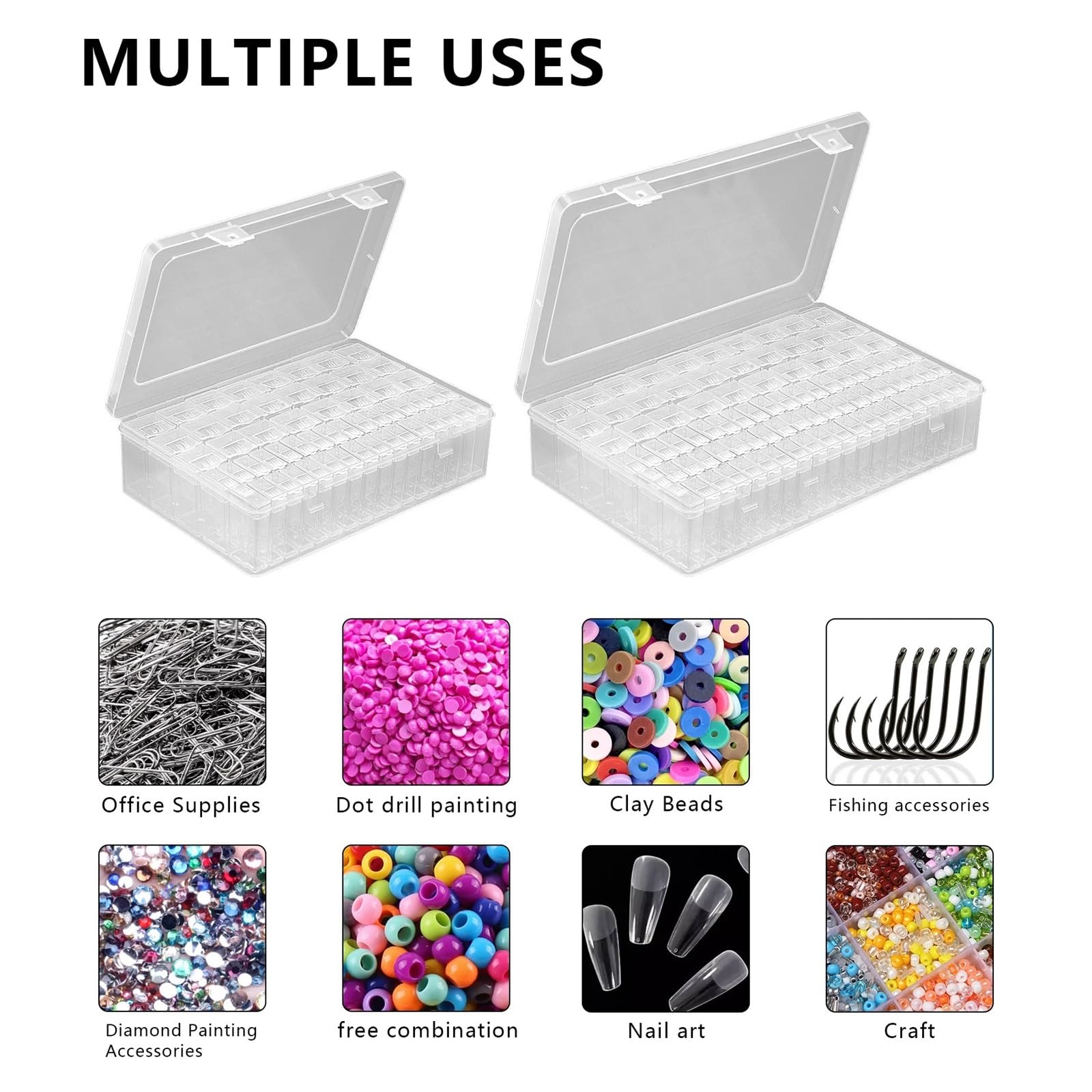 Aufbewahrungsbox für Fuse Beads Diamantmalerei-Kunst-DIY, Kunsthandwerk, Aufbewahrungsbehälter for Schmuck, tragbare transparente Zubehörbehälter(90Gird)