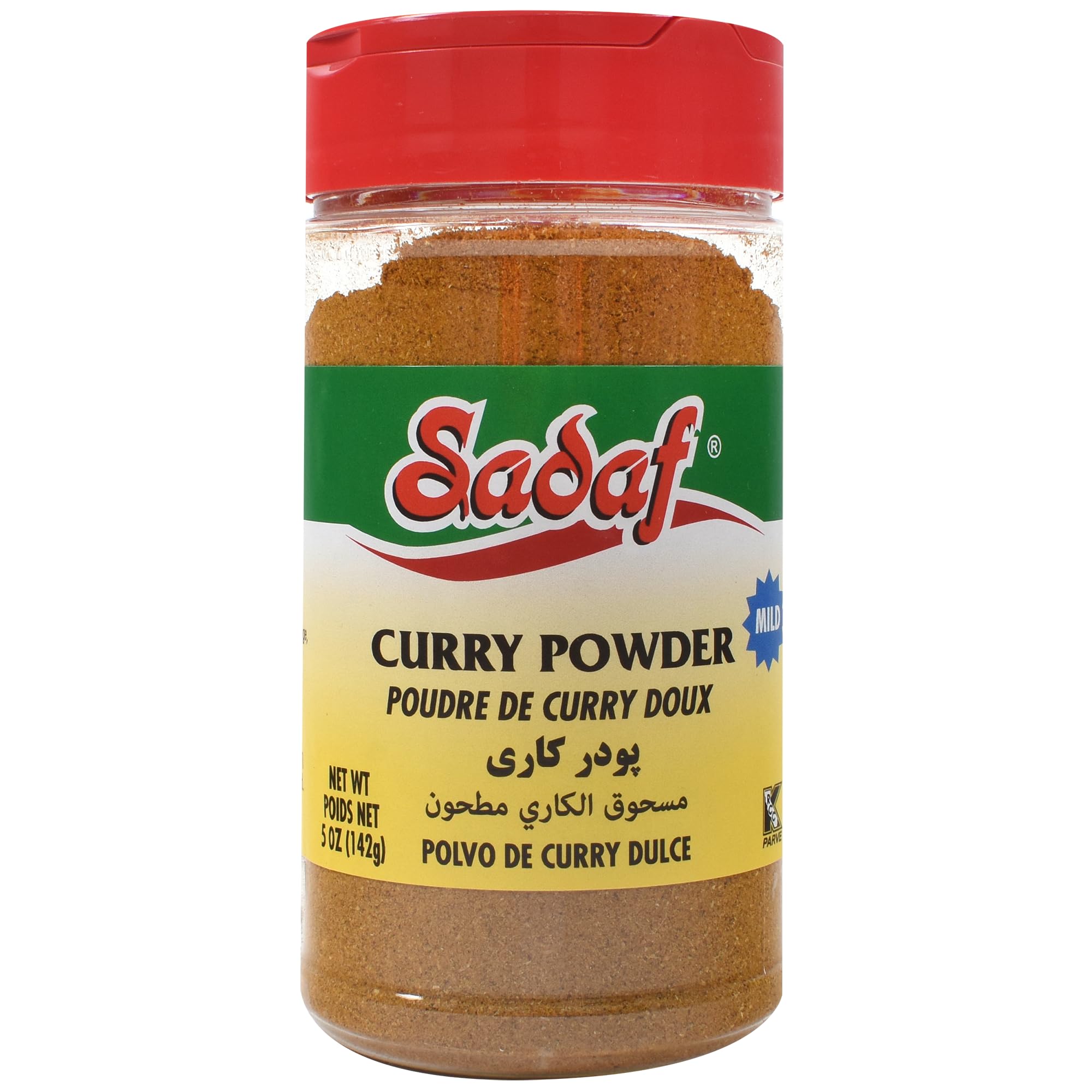 Sadaf Curry Powder Mild - Mild Curry Powder for Cooking & Food Seasoning - Indian Cuisine - Kosher & Vegetarian - 5 oz Pet Bottle with Shaker Top