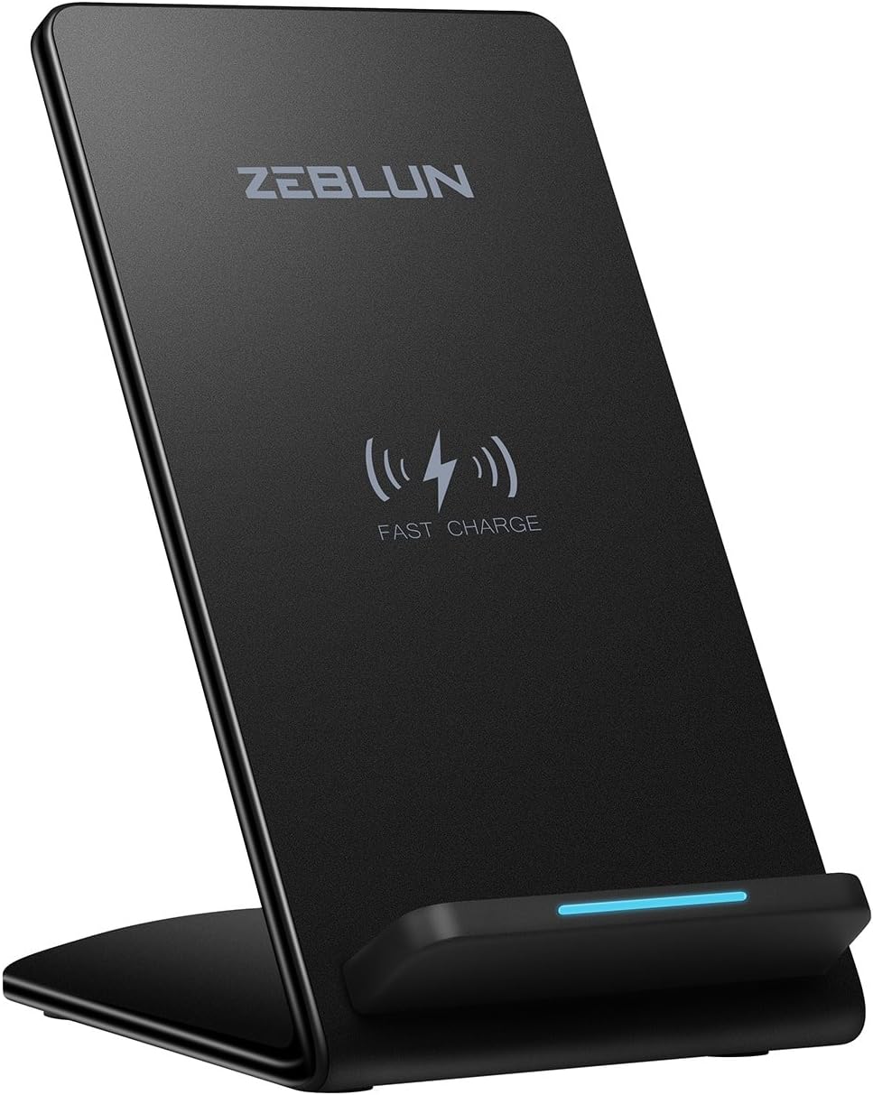 ZEBLUN QI Fast Wireless Charger for Samsung, Fast Wireless Charging Stand Pad for Galaxy Note 8 S8 S8 Plus S7 Edge S7 S6 Edge+ Note 5 and Standard Charge for Apple iPhone X iPhone 8 iPhone 8 Plus