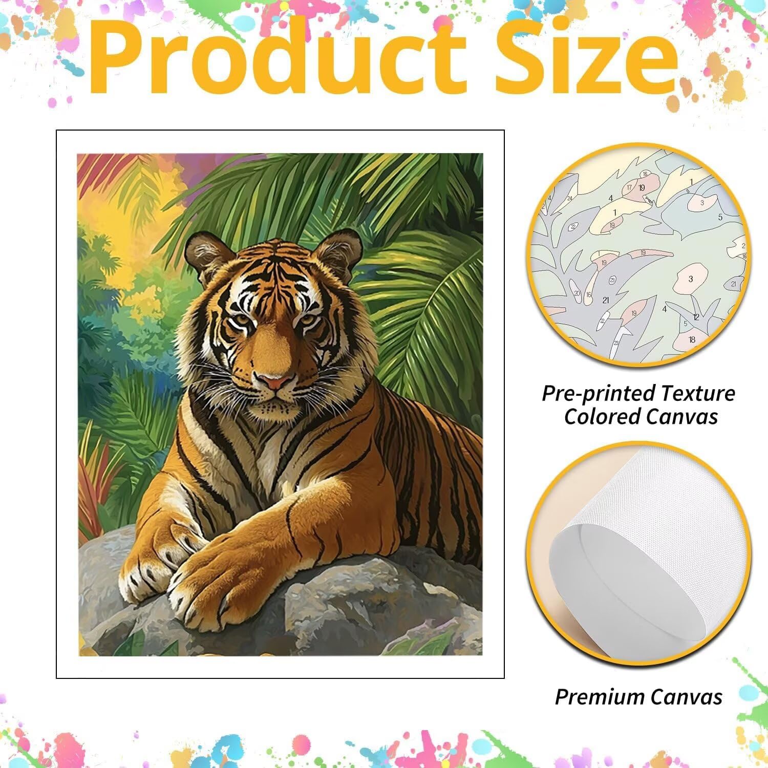 WEISHIWE Dipingere con i Numeri Adulti Tigre nella giungla, 80x100cm s-123 | Paint by Numbers Kit con Pennelli e Acrilico Pigmento, Fai da te Olio La Pittura di Numeri Kit, Decora la Casa, senza Cornice