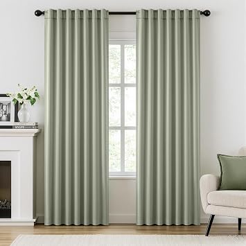 ANRODUO Sage Green Back Tab Blackout Curtains 84 Inch Long 2 Panels