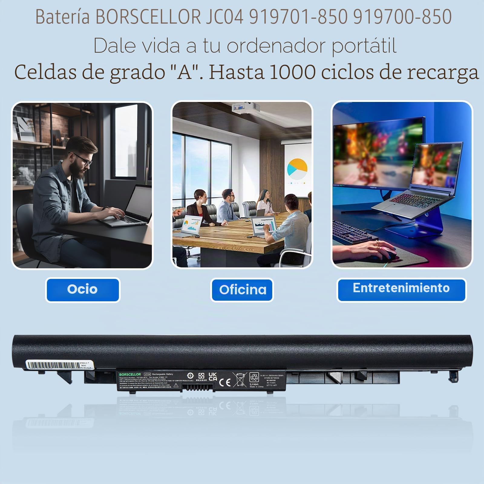 JC04 919701-850 919700-850 Batería de reemplazo JC03 para portátil HP Pavilion 250 G6 919682-831 919681-221 919682-121 919682-421 para HP 15-BS015DX 15-BS000 15-BS070WM