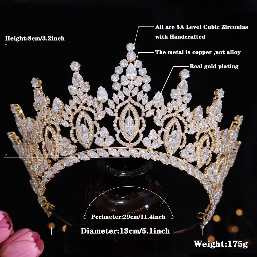 Amazon.com: Jorsnovs Luxury Cubic Zirconia Tall Wedding Crowns for