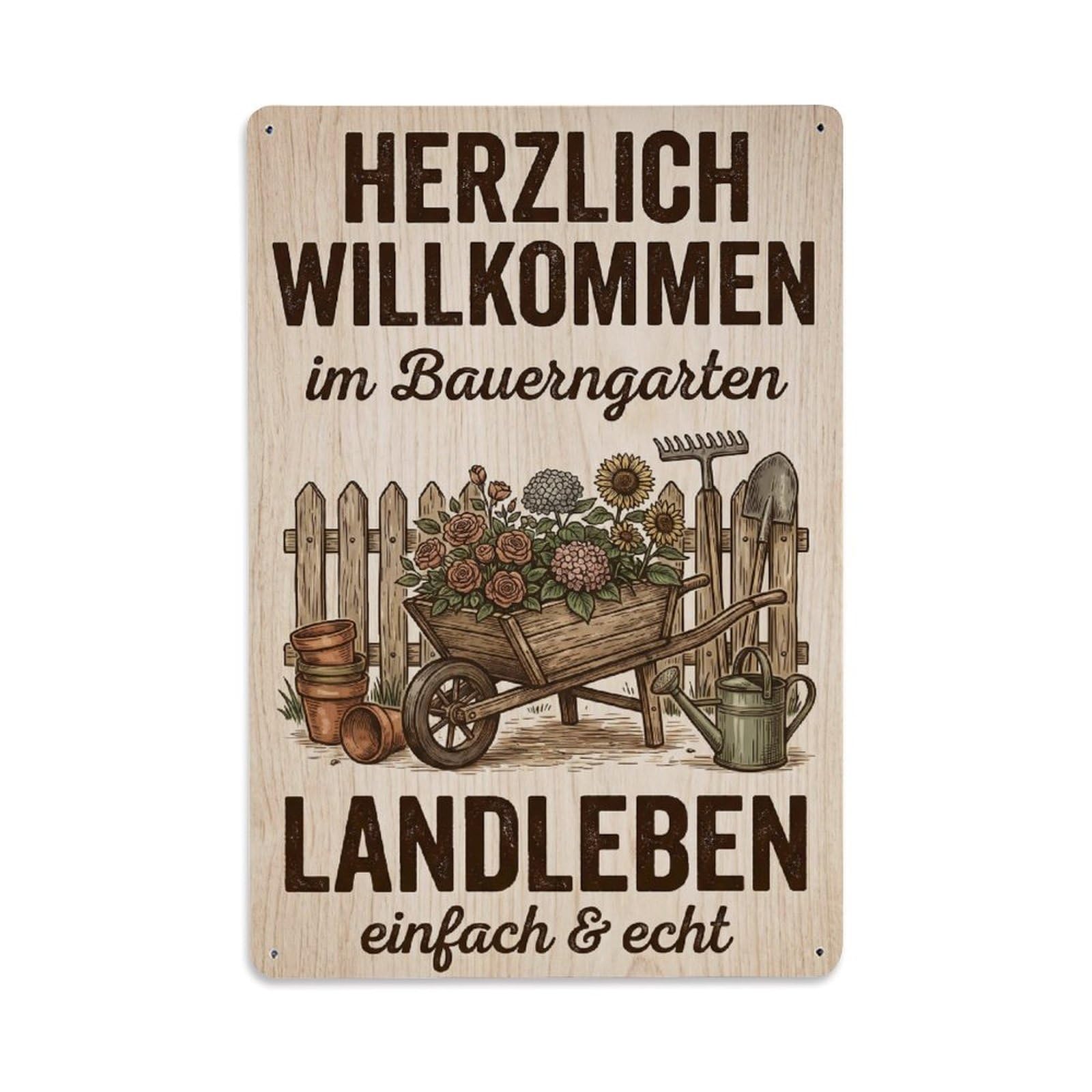 Vintage Funny Garden Rustic Welcome Weathered Metal Tin Sign Plaque Wall Decor for Cafe, Club Bar, Office, Garden Metal Poster 8x12Inch
