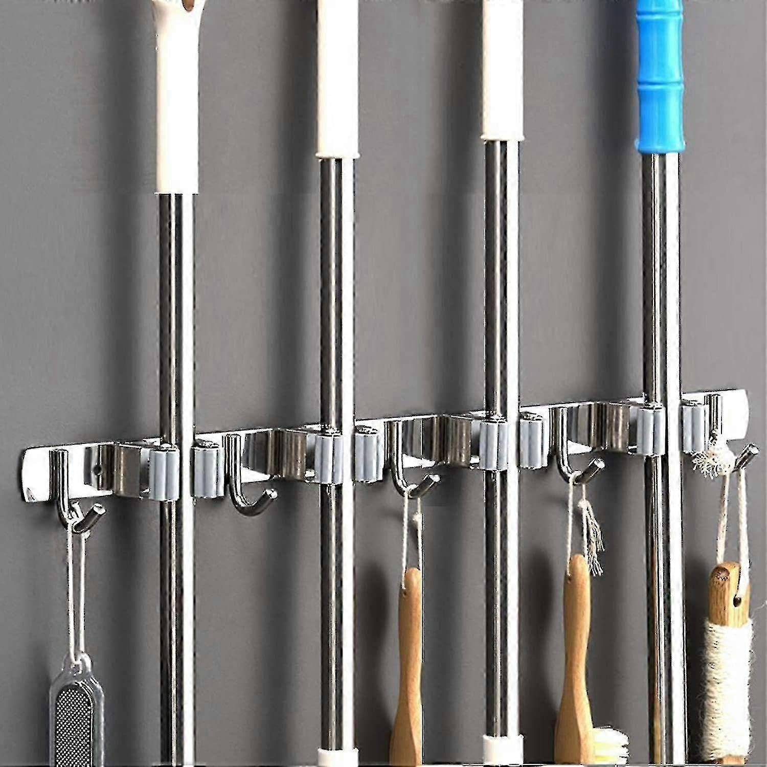 JOYHAPPST Wall Broom-Stainless Steel Broom Holder,Storage Hanger Holder