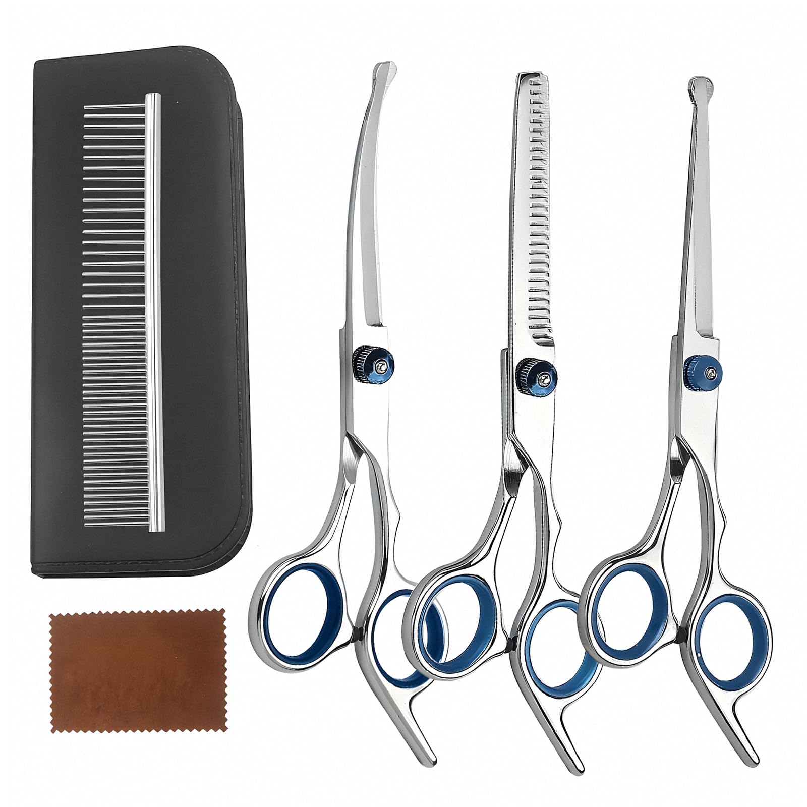 DOETYD Pet Grooming Scissors, Upper Curved Pet Grooming Scissors Set with Safety Rounded Tips, 6.7-Inch, Stainless Steel, Pet Cat and Dog Hair Trimming, Professional Pet Hair Care Tool. โ image 1