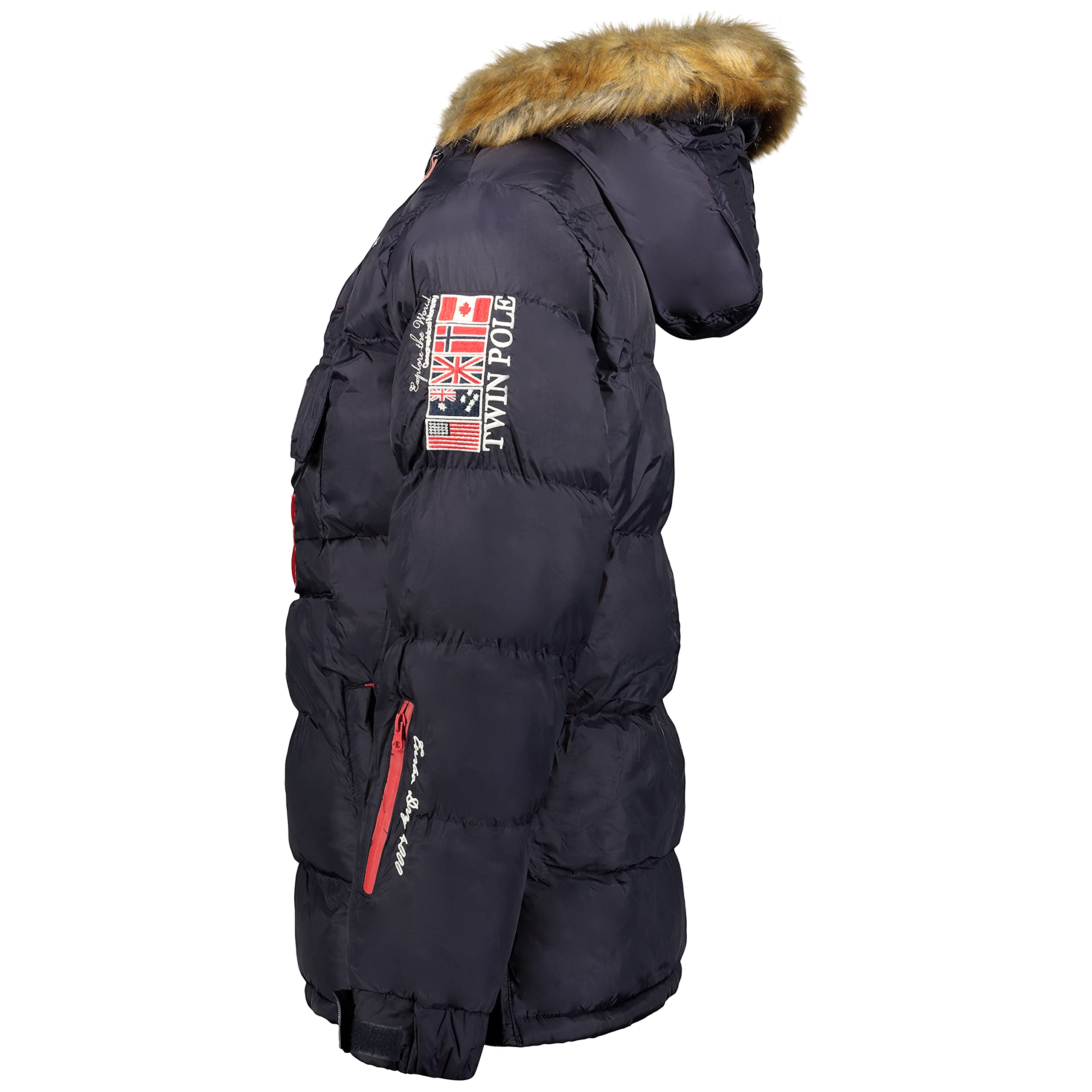 Geographical Norway - Parka con passamontagna caldo, da uomo, impermeabile, con cappuccio in pelliccia spessa, per esterni, giacca calda da vento, invernale, fodera esterna da uomo