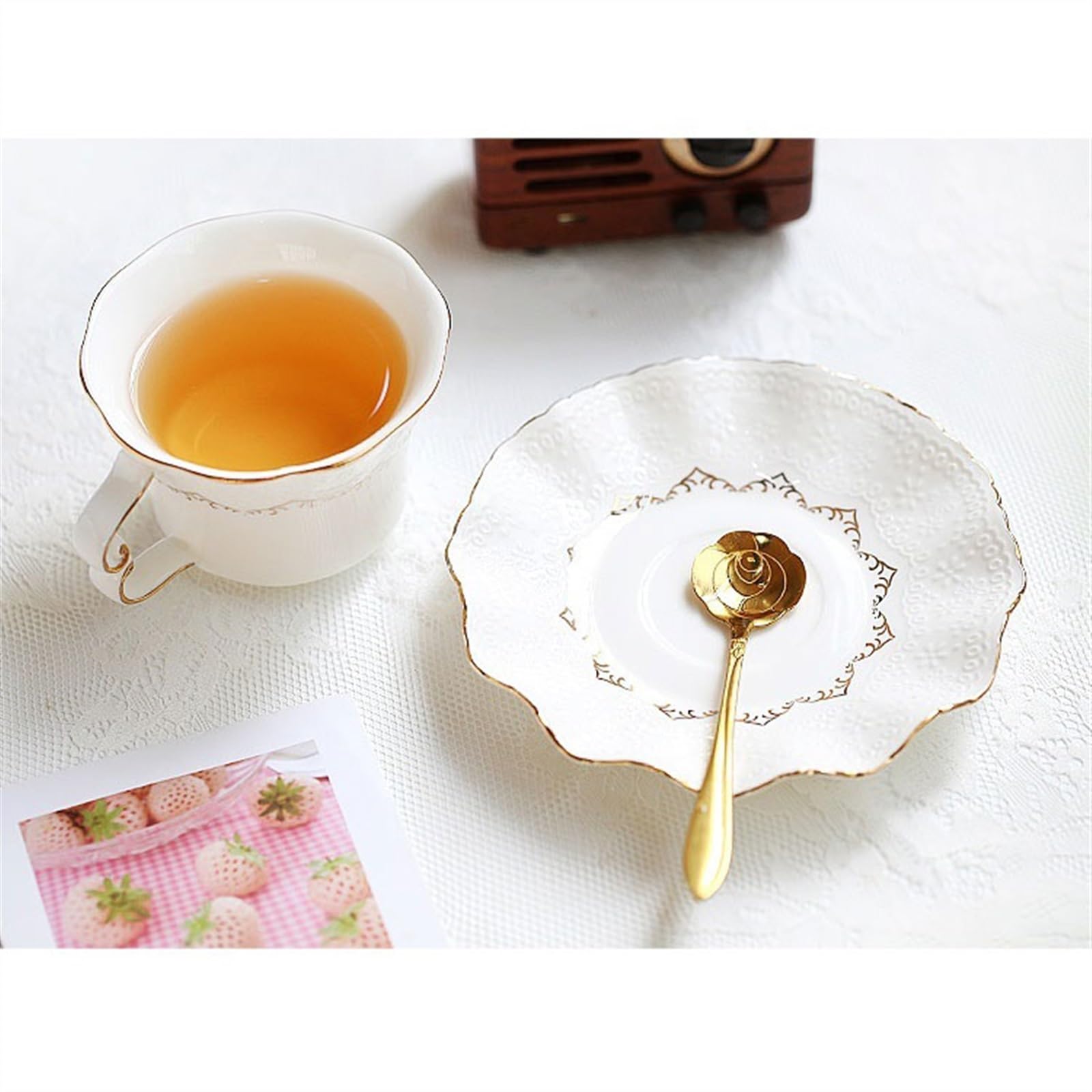 Zestaw filiżanek do cappuccino w stylu europejskim, zestaw filiżanek do herbaty w kwiaty, luksusowe ceramiczne kubki do kawy, 6-częściowy zestaw filiżanek do herbaty popołudniowej z łyżeczką do kawy