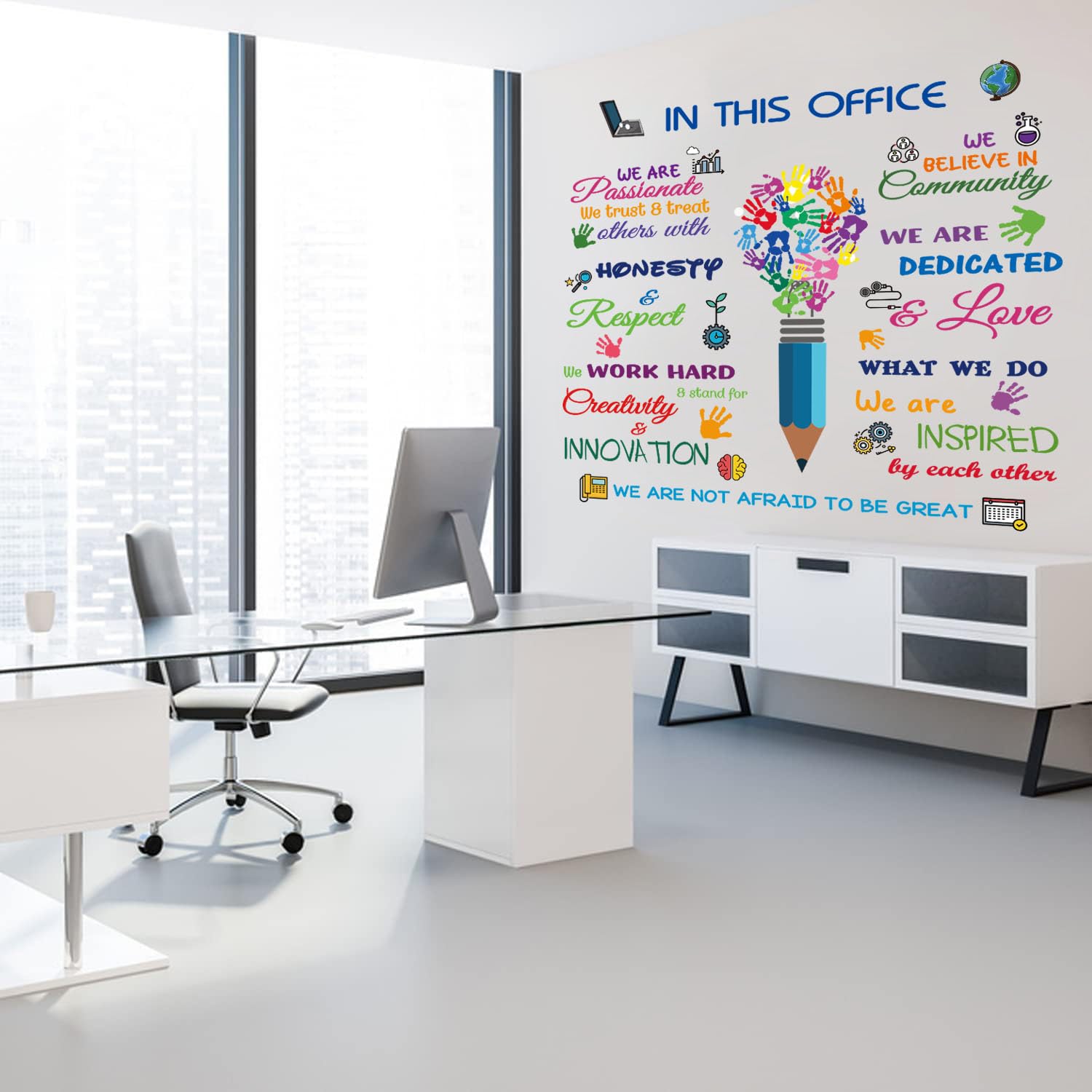 Calcomanías de pared con citas inspiradoras para oficina, refranes positivos, calcomanías de arte de pared para oficina, dormitorio, sala de estar.