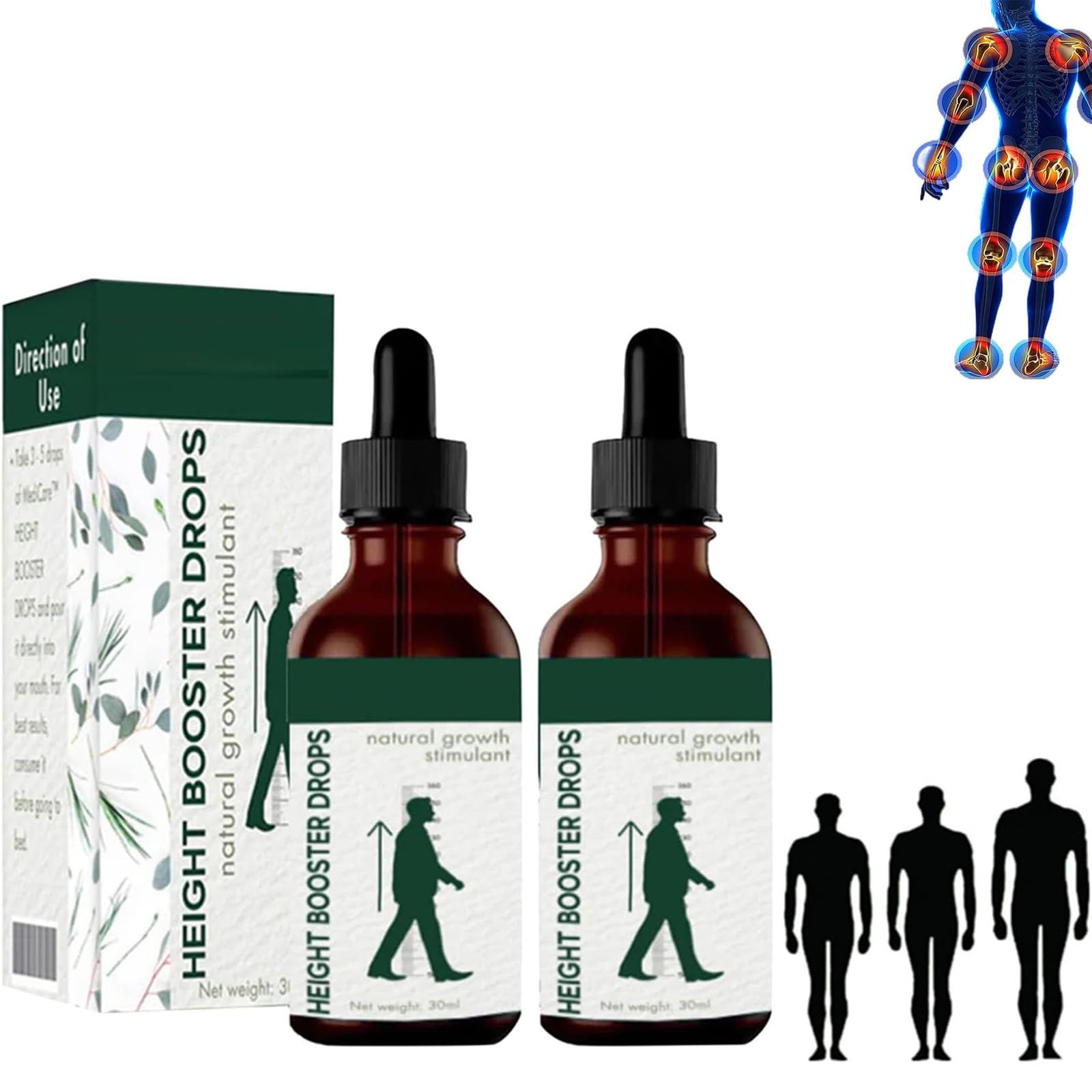 Height Booster Drops, Height Growth Drops, Sci-Effect Height Growth Oil, Increasing Height Body Taller Serum, Height Growth Oil for Adolescent Bone Growth (2pcs)