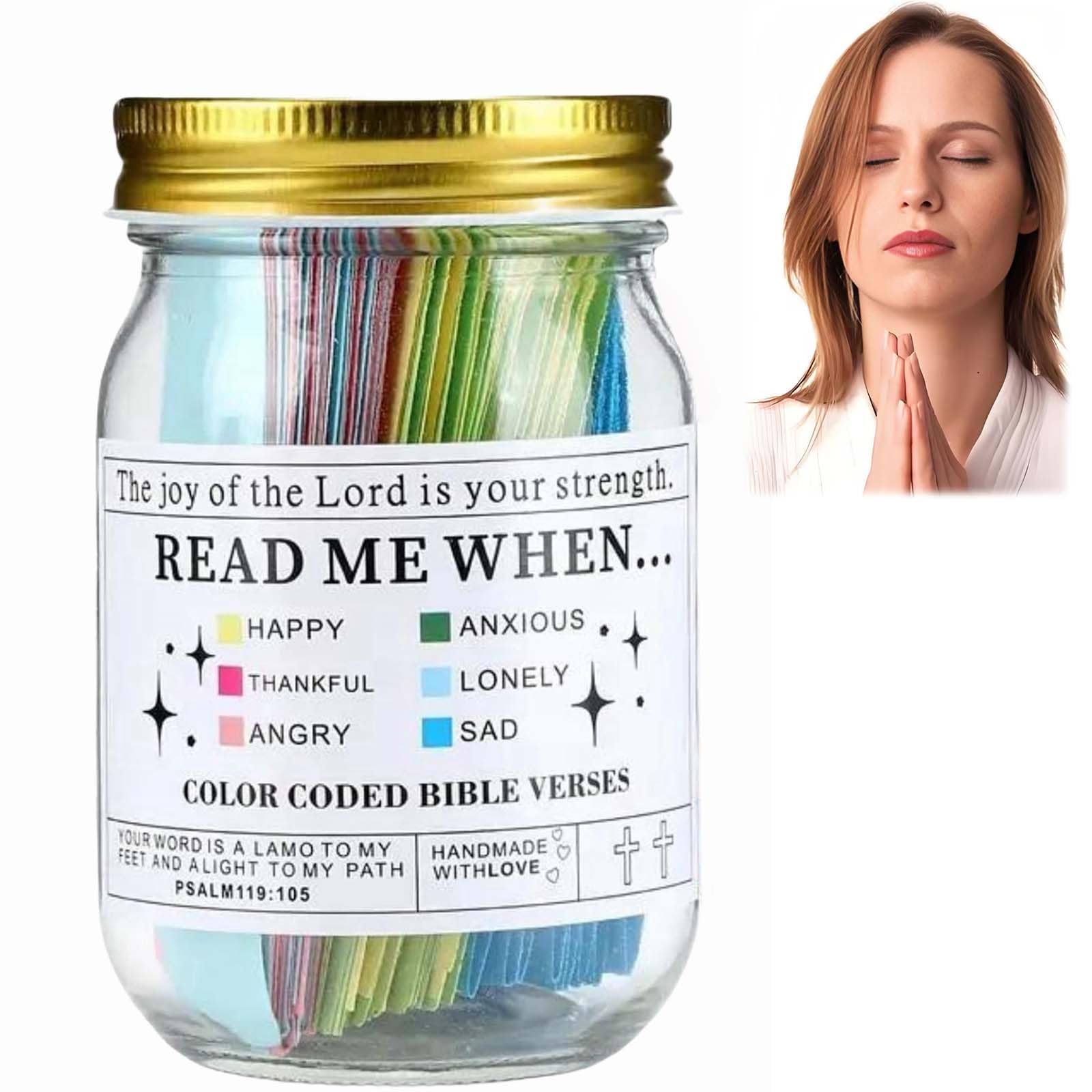 Hopeful Bible Verses Jar with Color-Coded Mini Cards - Emotional & Spiritual Support, Bible Study Supplies & Scripture Gift