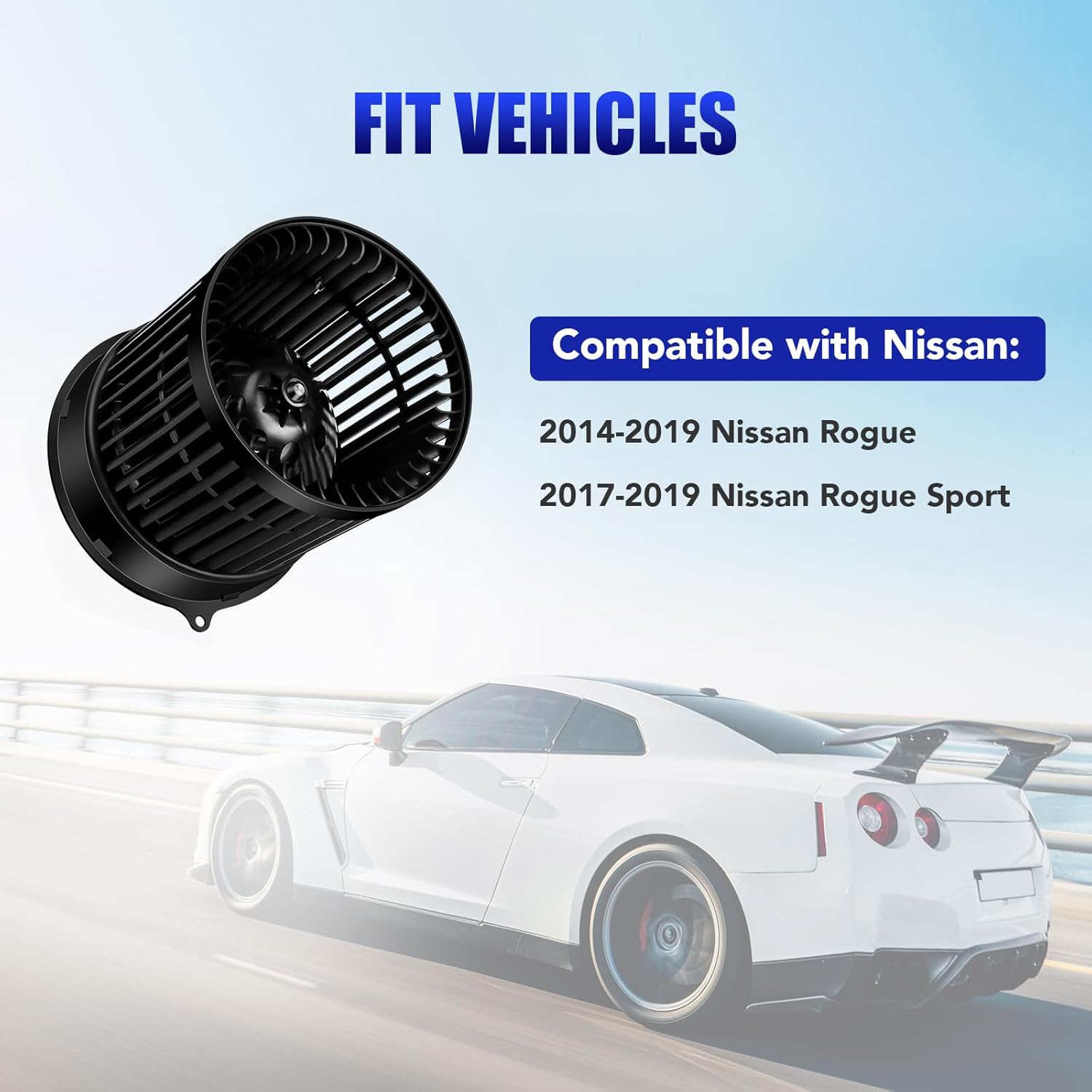 Front AC Blower Motor with Fan Fits for 2014 2015 2016 2017 2018 2019 Nissan Rogue, 2017-2019 Nissan Rogue Sport HVAC Heater Blower Motor Replaces# 700323 272264BU0A