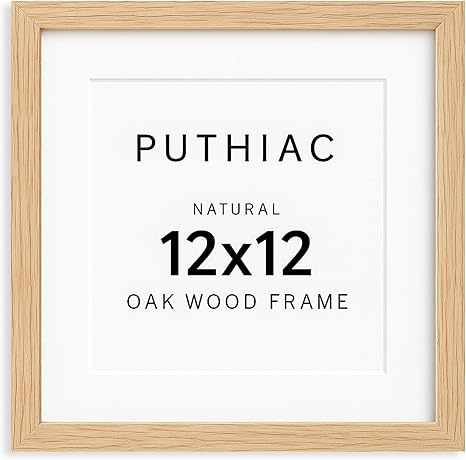 12x12 Oak Wood Picture Frame - Minimalist 12x12 Poster Frame, 12"x12" Picture Frame Wood, Natural Solid Wooden Picture Frames for Wall Art Photo and Prints(1 Pack, Beige)