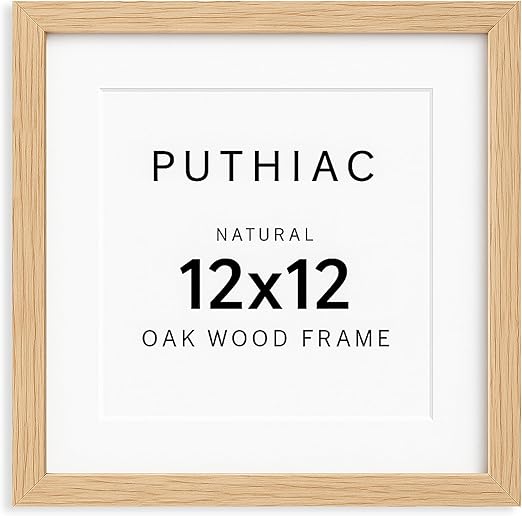 12x12 Oak Wood Picture Frame - Minimalist 12x12 Poster Frame, 12"x12" Picture Frame Wood, Natural Solid Wooden Picture Frames for Wall Art Photo and Prints(1 Pack, Beige)