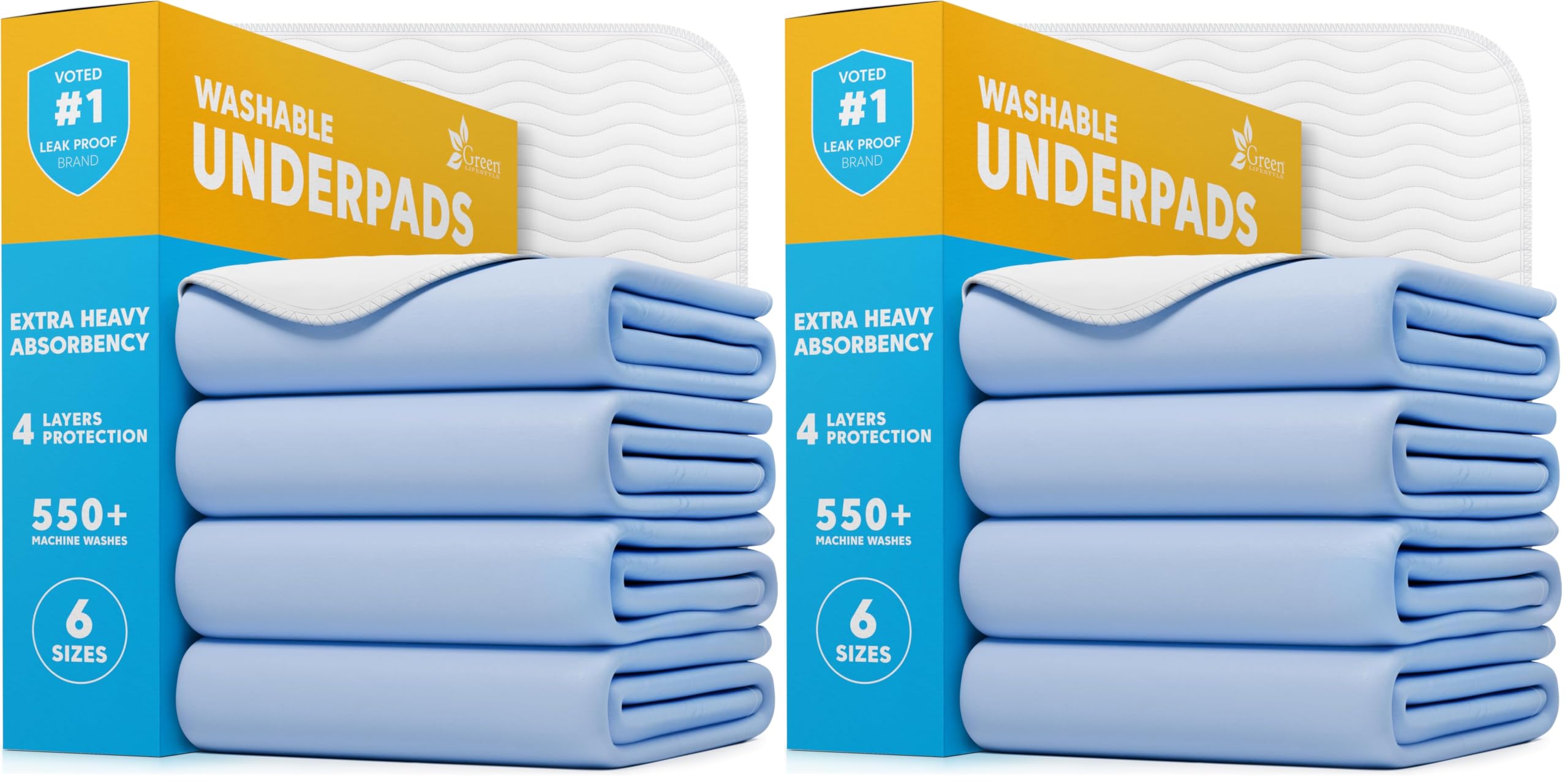 GREEN LIFESTYLE Washable Underpads - Large Bed Pads for use as Incontinence Bed Pads, Reusable Pet Pads, Great for Dogs, Cats, Bunny, Seniors Bed Pad (Pack of 8 - 30x34)