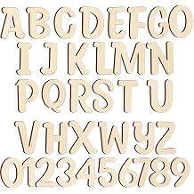 124 PCS 1 Inch Unfinished Wood Alphabet Letters and Wooden Numbers, Wood Letters for Crafts, Blank Letter for Homemade Arts DIY Project Painting Arts Scrapbooking Home Decorations, 0-9, A-Z