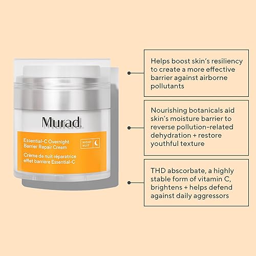 Miniatura 2 de Murad Essential-C Crema reparadora de barrera durante la noche, hidratante nocturno anticontaminación con vitamina C y marrubium para reparación de