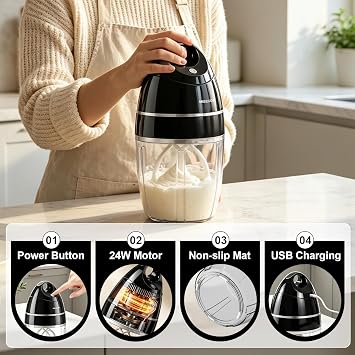 MIGECON Stand Mixer Electric Kitchen Mixer Egg Electric Whisk, Dark Grey