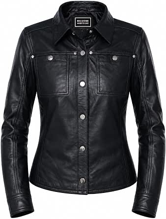 Jild Women's Lambskin Leather Shirt Jacket