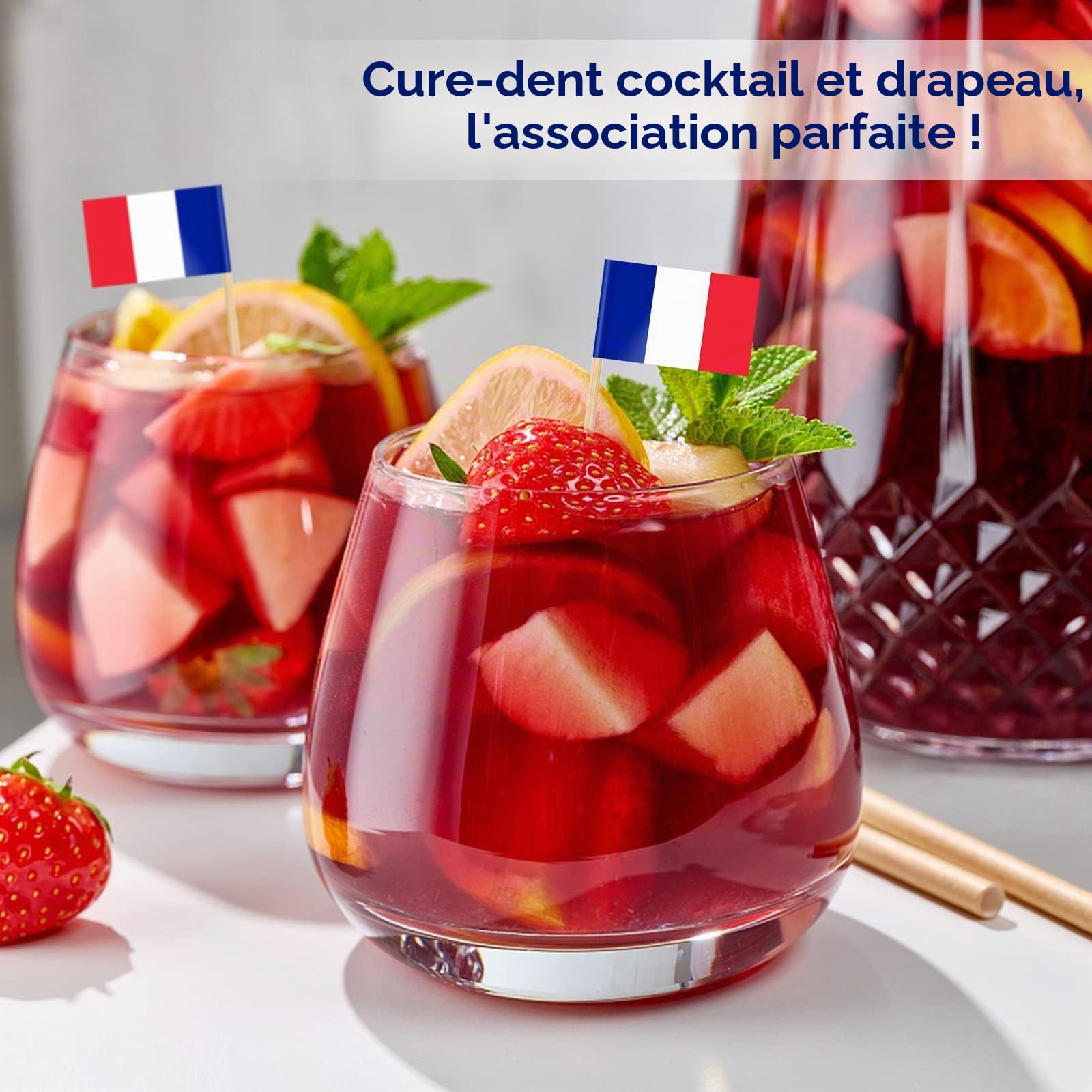 Drapeau Cure-dent France 100PCS Pic Francais Topper Coupe Décoration Jardin Bar Fête