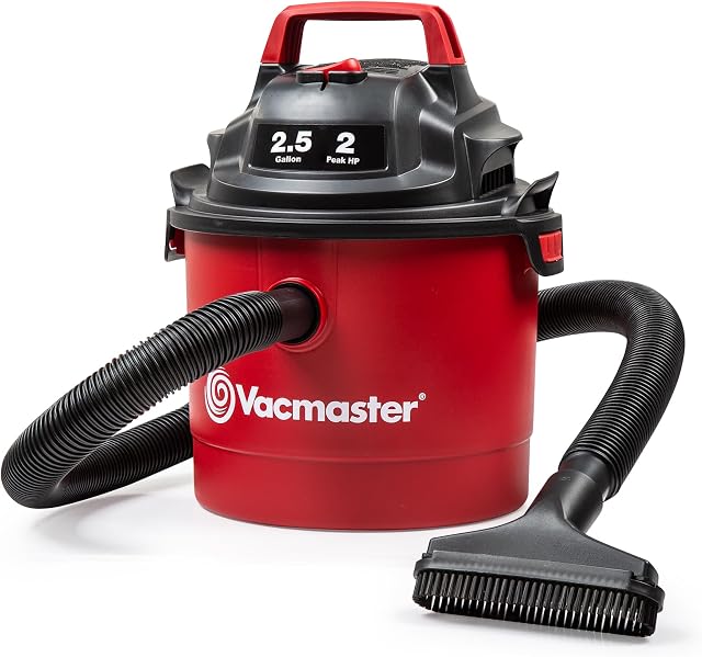 Aspirateur Portable Wet Dry Shop Vacuum VOM205P Édition Rouge 2,5 Gallons 2 Pic HP 1-1/4 pouce Tuyau