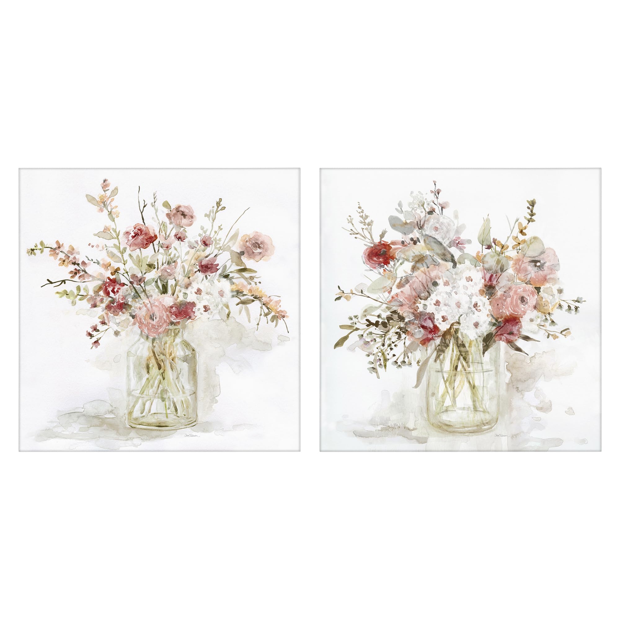 Stupell Industries Unframed 'Delicate Watercolor Bouquets In Glass'| 2Pc Canvas Art Set 2