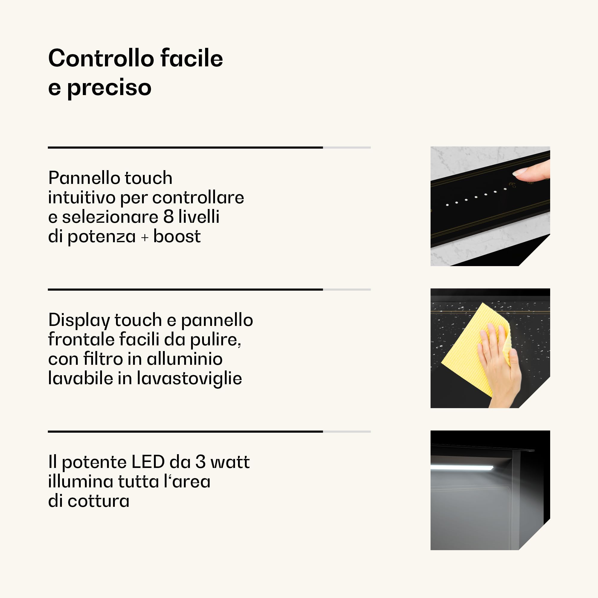 Klarstein Victoria Cappe a Scomparsa - A Efficienza Energetica, 713,8 m³/h Flusso d'Aria, Super Silenziosa 52 dB, Pannello Touchscreen, Filtri Lavabili, LED, Nero